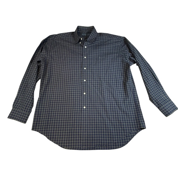 Ralph Lauren Blake Mens L Long Sleeve Button-Down Shirt Blue White Plaid Cotton - Picture 1 of 3
